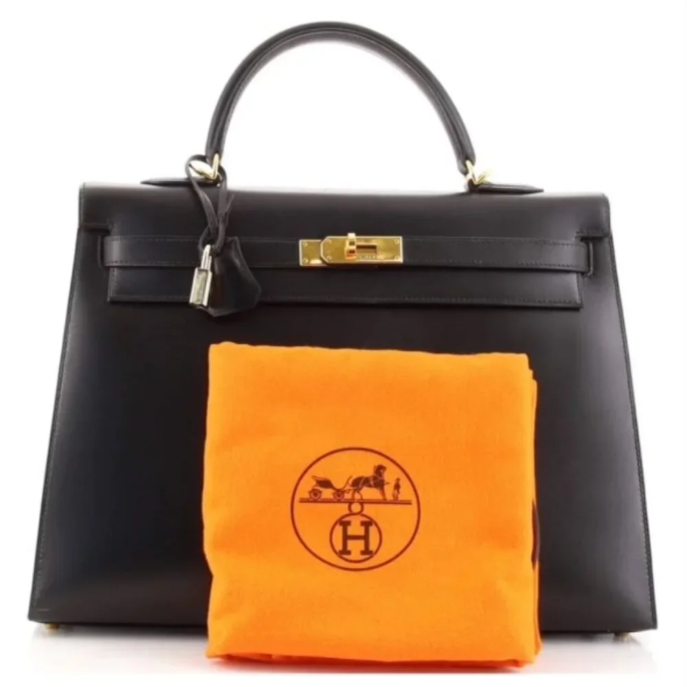 Hermès Kelly Handbag Noir Box Calf with Gold Hardware 35 - Picture 2 of 10